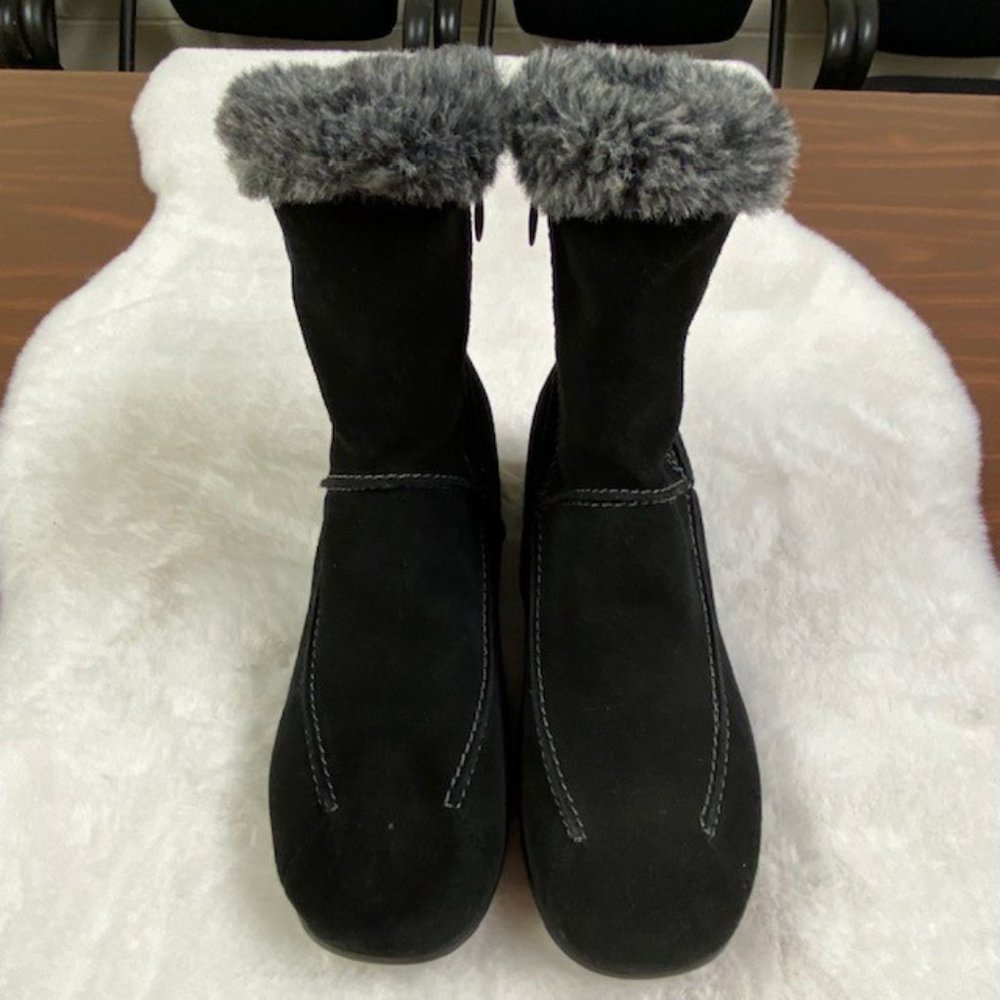 Studio Brilliant Women's Black Suede Faux Fur Trim Evonna WaterProof Boots‎ 7.5 - Picture 4 of 14
